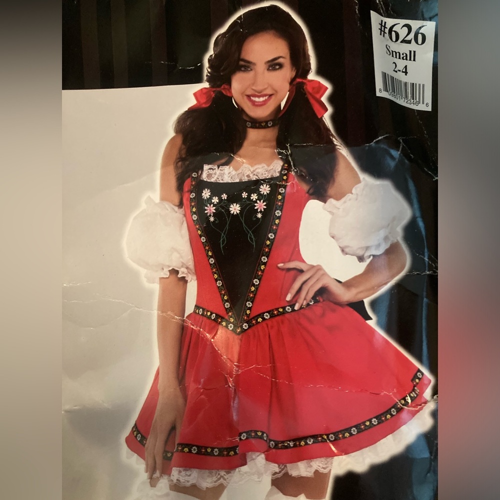Adult Women’s Halloween Costume dress includes red  German dress, Octoberfest